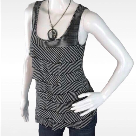 WHBM Size SMALL Ruffled Stripped Tank Size SMALL - Picture 4 of 6